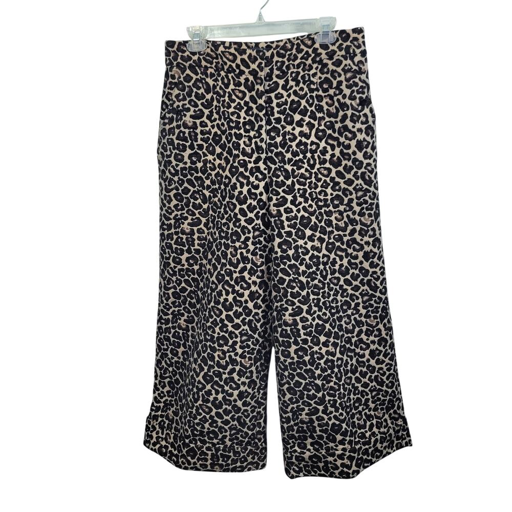 Maeve By Anthropologie Leopard Print Lined Crop HeavyWeight Cuffed Pants Size 12